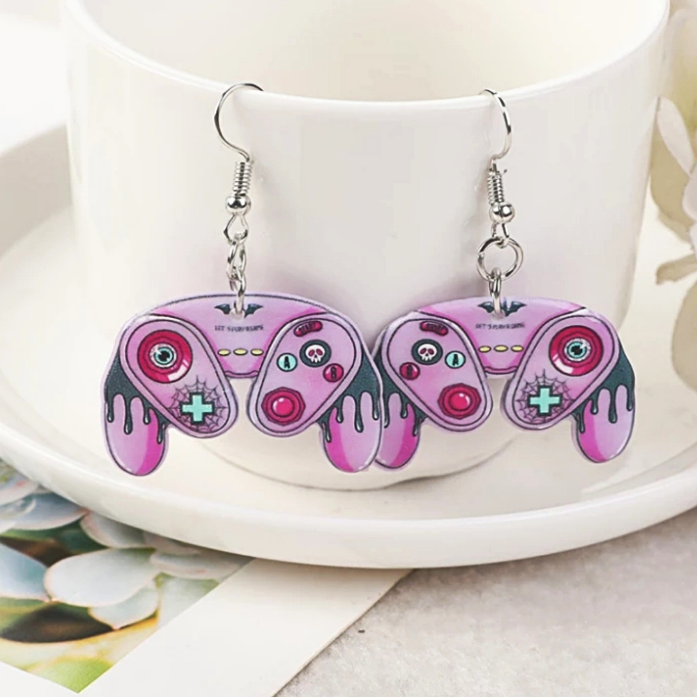 Pink Gamer Girl - Game Controller Acrylic Earrings